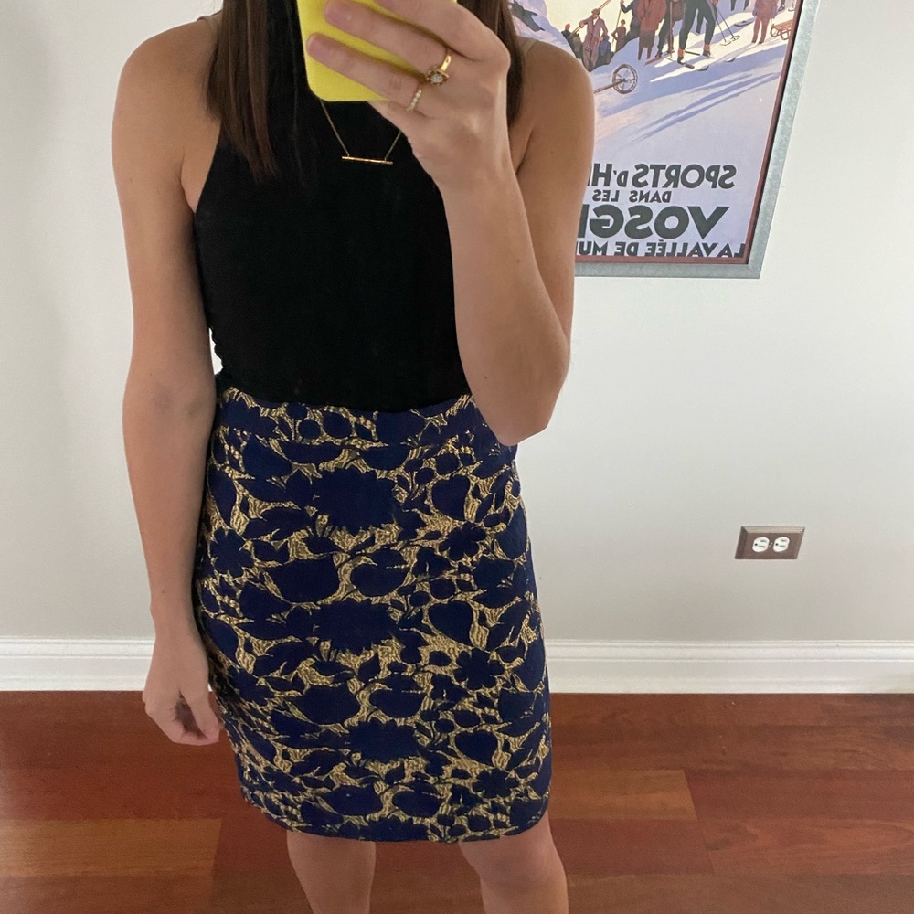 Royal Blue and Gold Pencil Skirt by JCrew